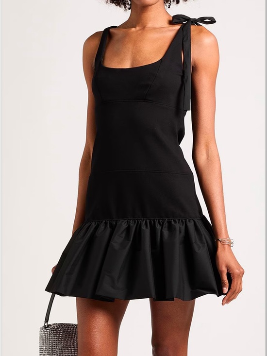 Sandro Dresses & Skirts - Sandro Black Tie-Shoulder Ruffle Mini Dress